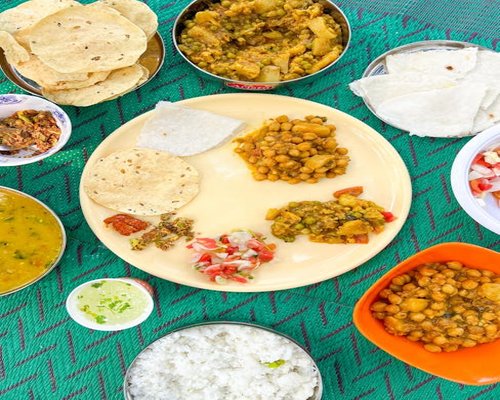 Traditional Indian homemade meal with dal, roti and vegetables